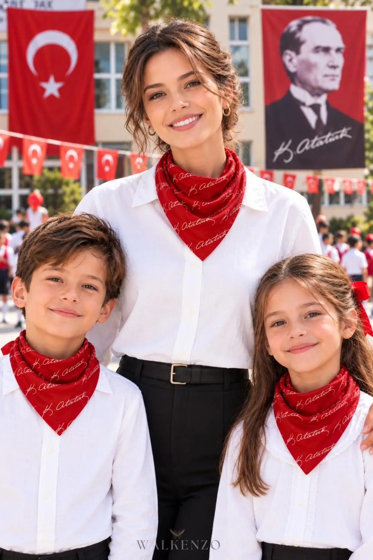 Papuç Sepeti Ay Yıldızlı Türk Bayrağı Desenli %100 Pamuklu Çok Amaçlı Bandana Fular