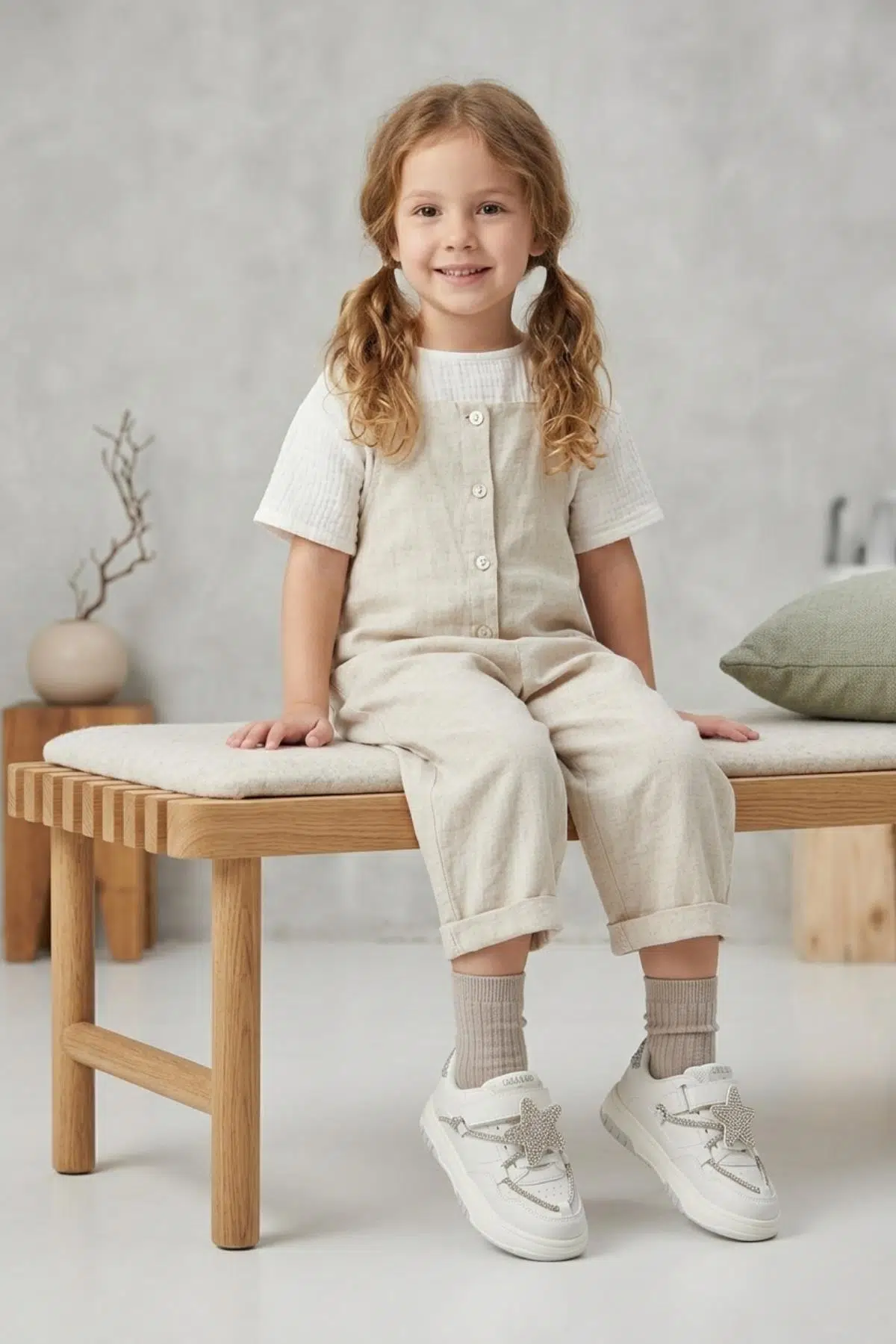 Papuç Sepeti Yıldız Anatomik Rahat Taban Kız Çocuk Spor Ayakkabı - Beyaz