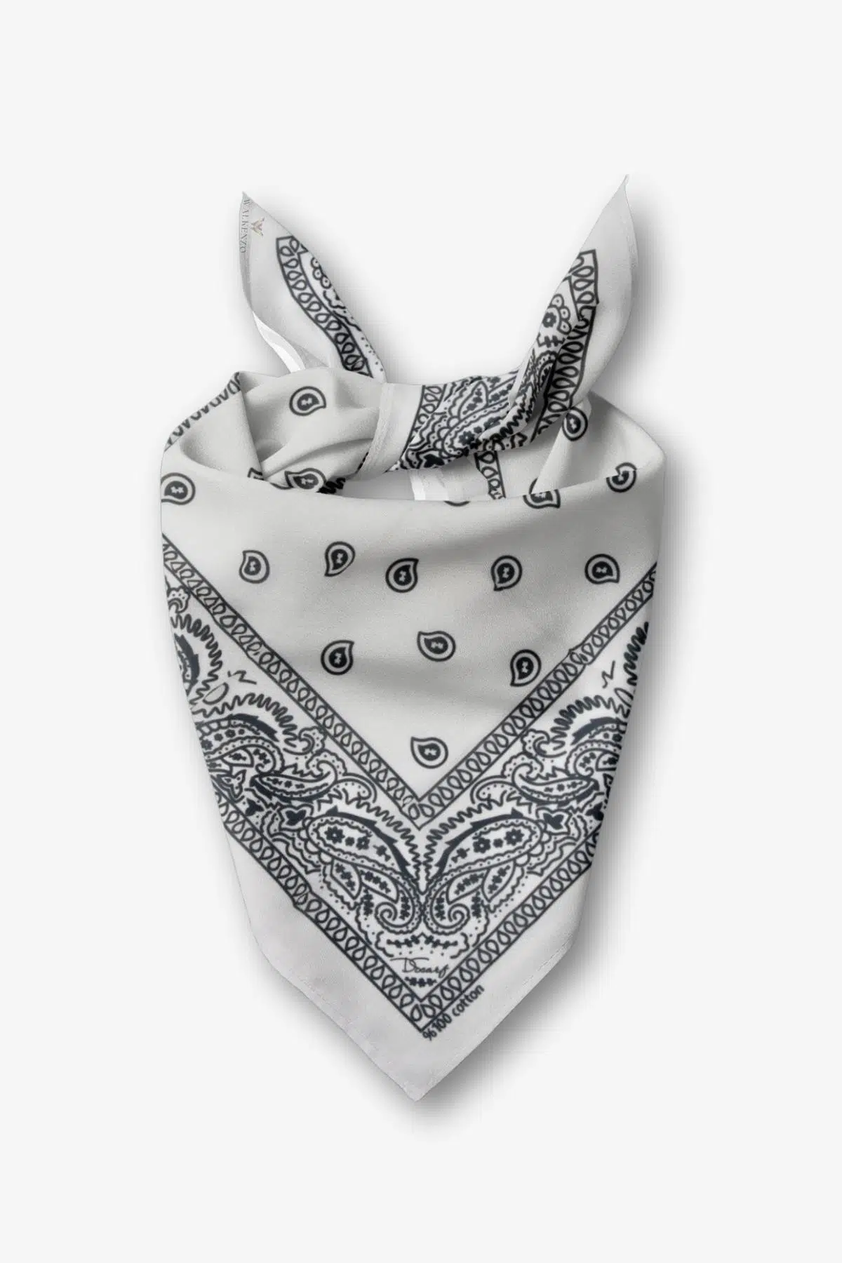 Walkenzo Paisley Desen %100 Pamuklu Çok Amaçlı Bandana Fular - Beyaz