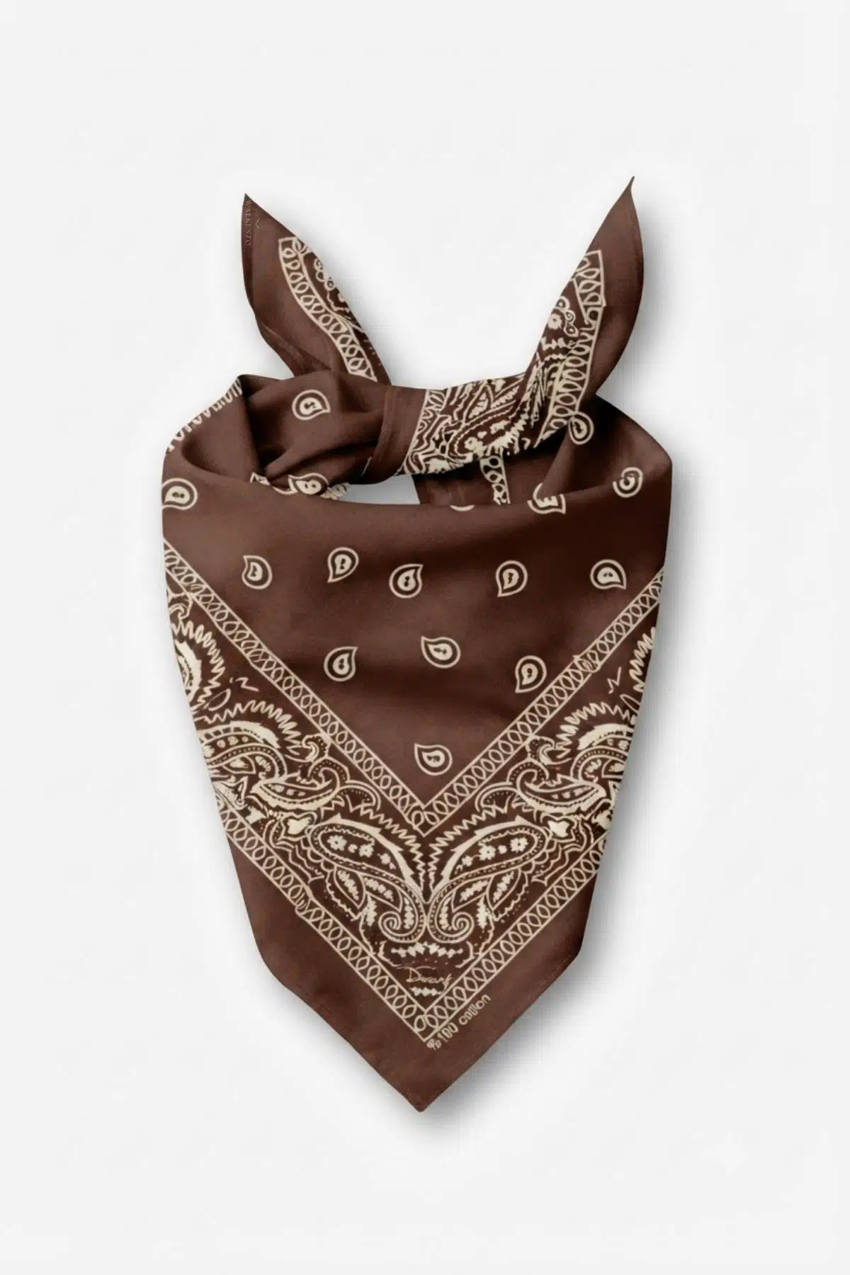 Walkenzo Paisley Desen %100 Pamuklu Çok Amaçlı Bandana Fular - Kahve