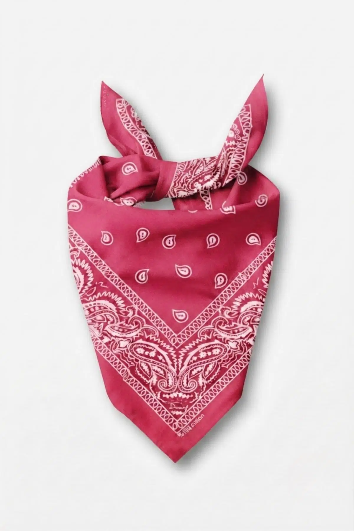 Walkenzo Paisley Desen %100 Pamuklu Çok Amaçlı Bandana Fular - Kırmızı