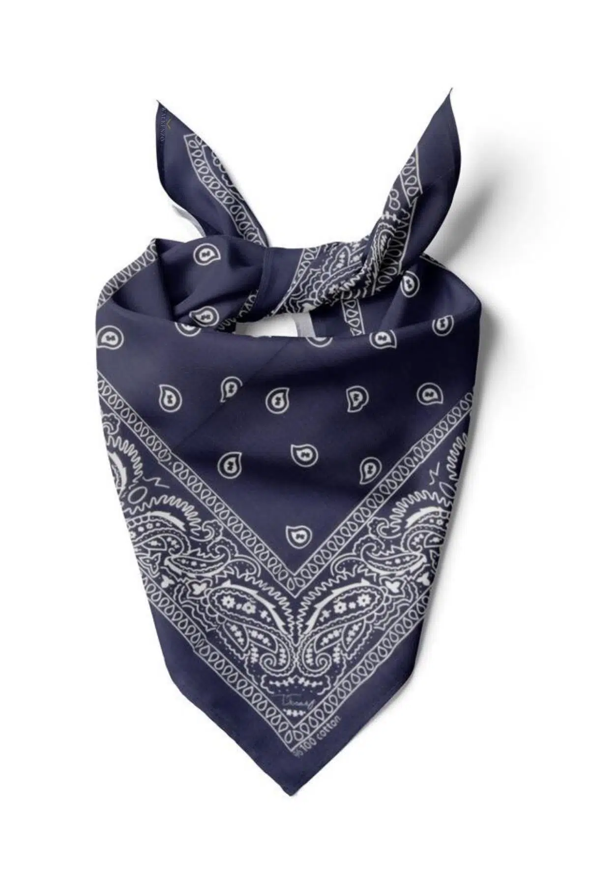 Walkenzo Paisley Desen %100 Pamuklu Çok Amaçlı Bandana Fular - Lacivert