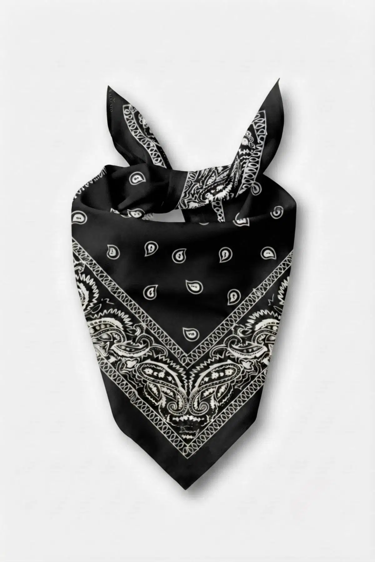 Walkenzo Paisley Desen %100 Pamuklu Çok Amaçlı Bandana Fular - Siyah
